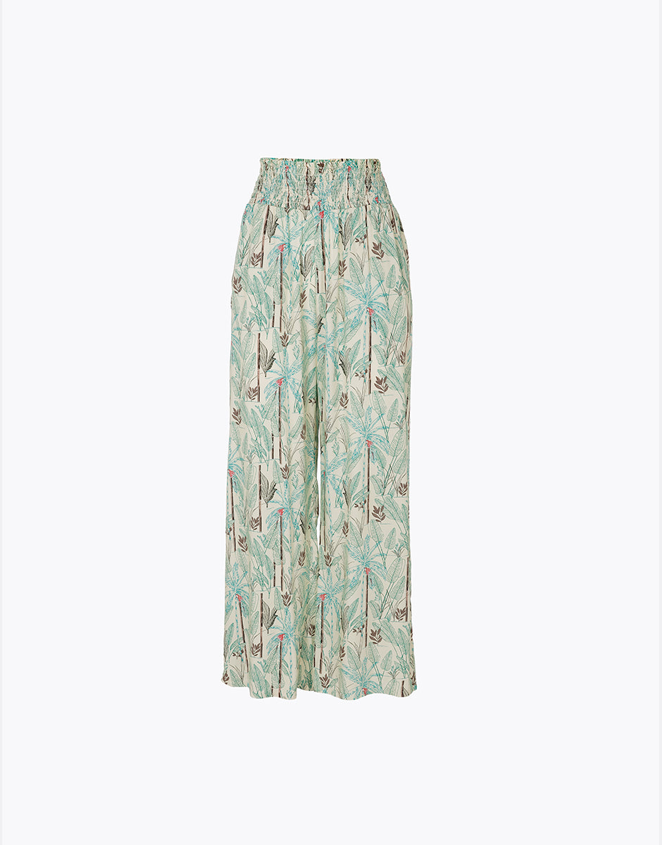 Lovable Basic Soul Pantaloni in viscosa stampa tropicale pantaloni mare