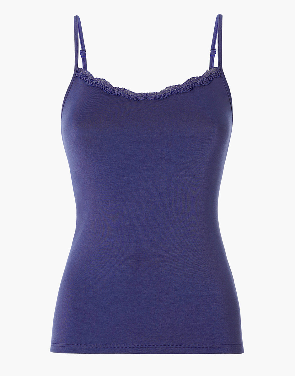 Lovable Basic Soul top in viscosa con pizzo blu violaceo
