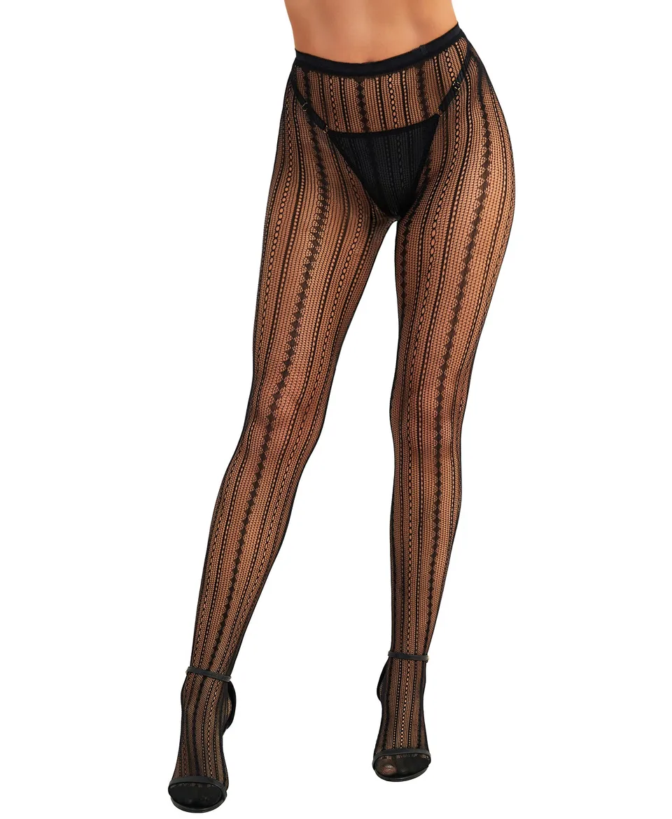 RSLOVE Patterned tights Vintage Fishnet Lace collant a rete nero, taglia unica