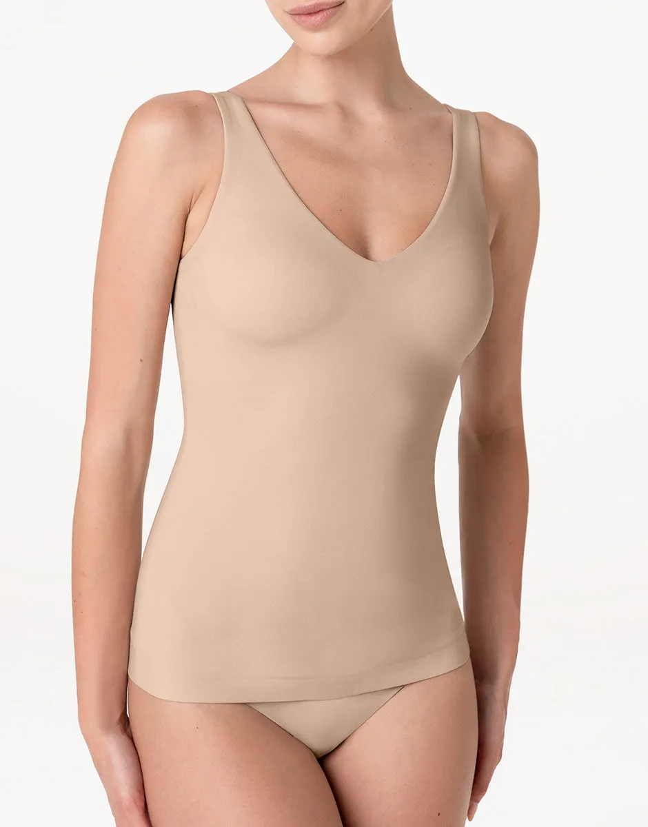 Lovable Invisible Fusion canotta Scollo a V con Reggiseno Integrato nudo chiaro