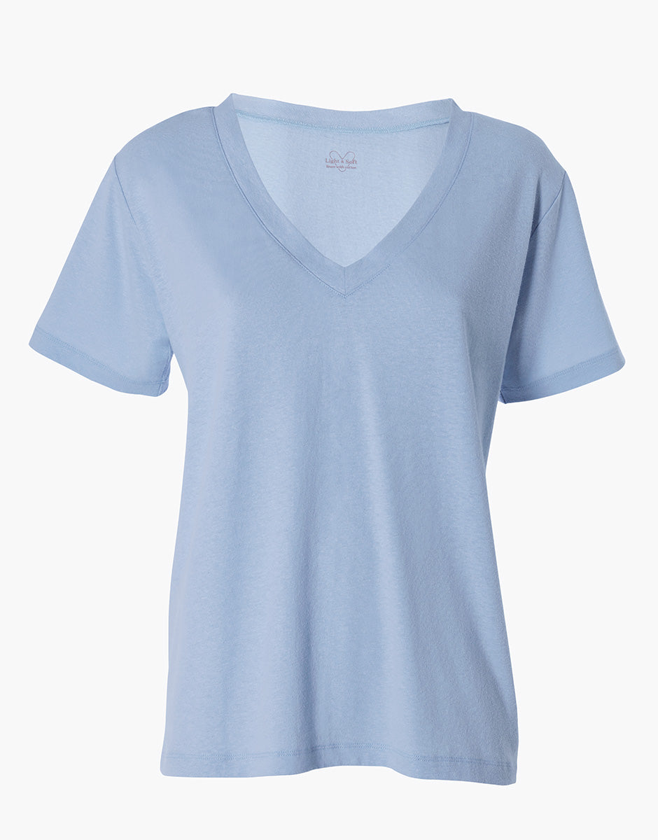 Lovable Basic Soul maglia manica corta scollo a V azzurra