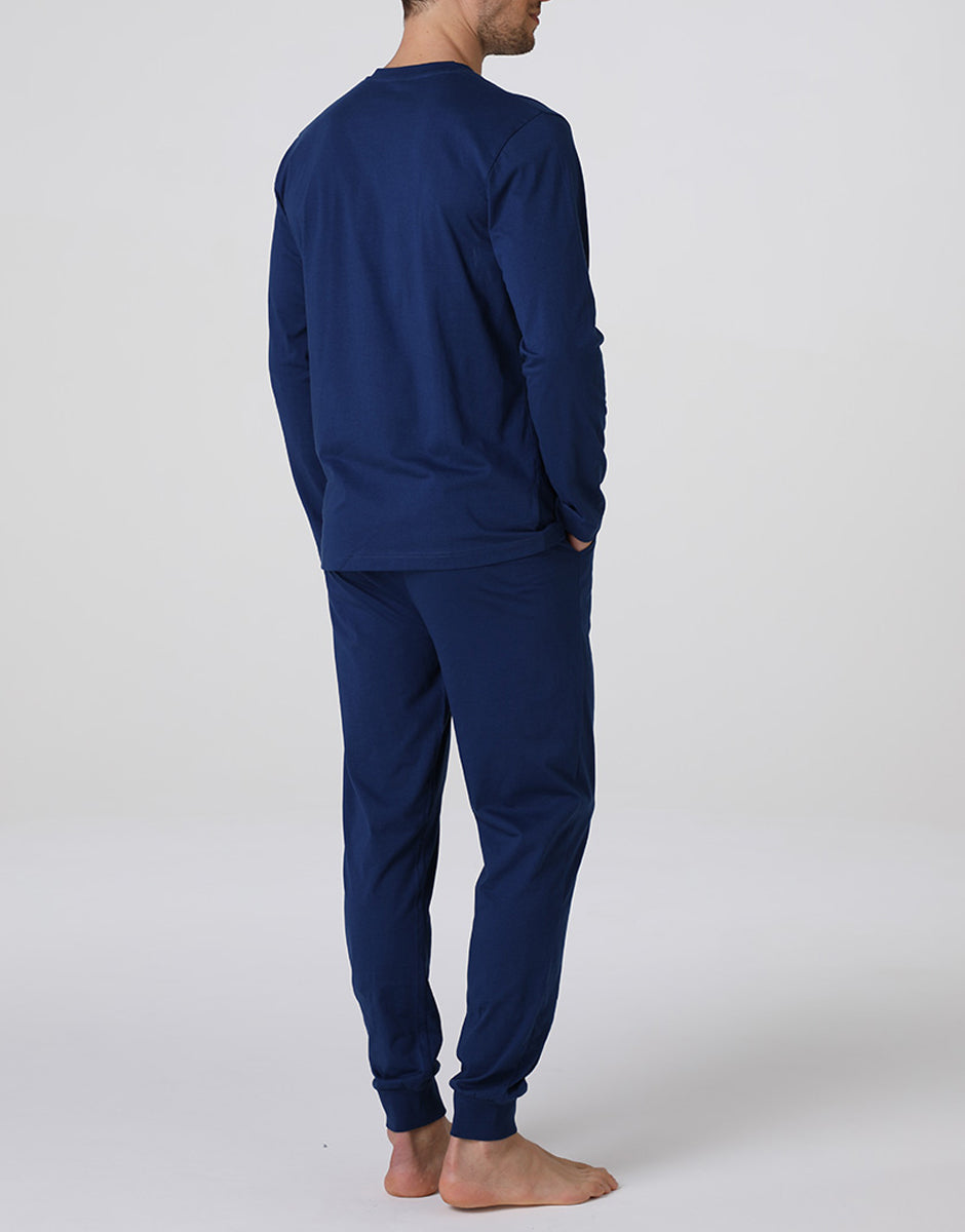 Lovable Basic Soul pigiama lungo Serafino blu notte 3/S jersey cotone