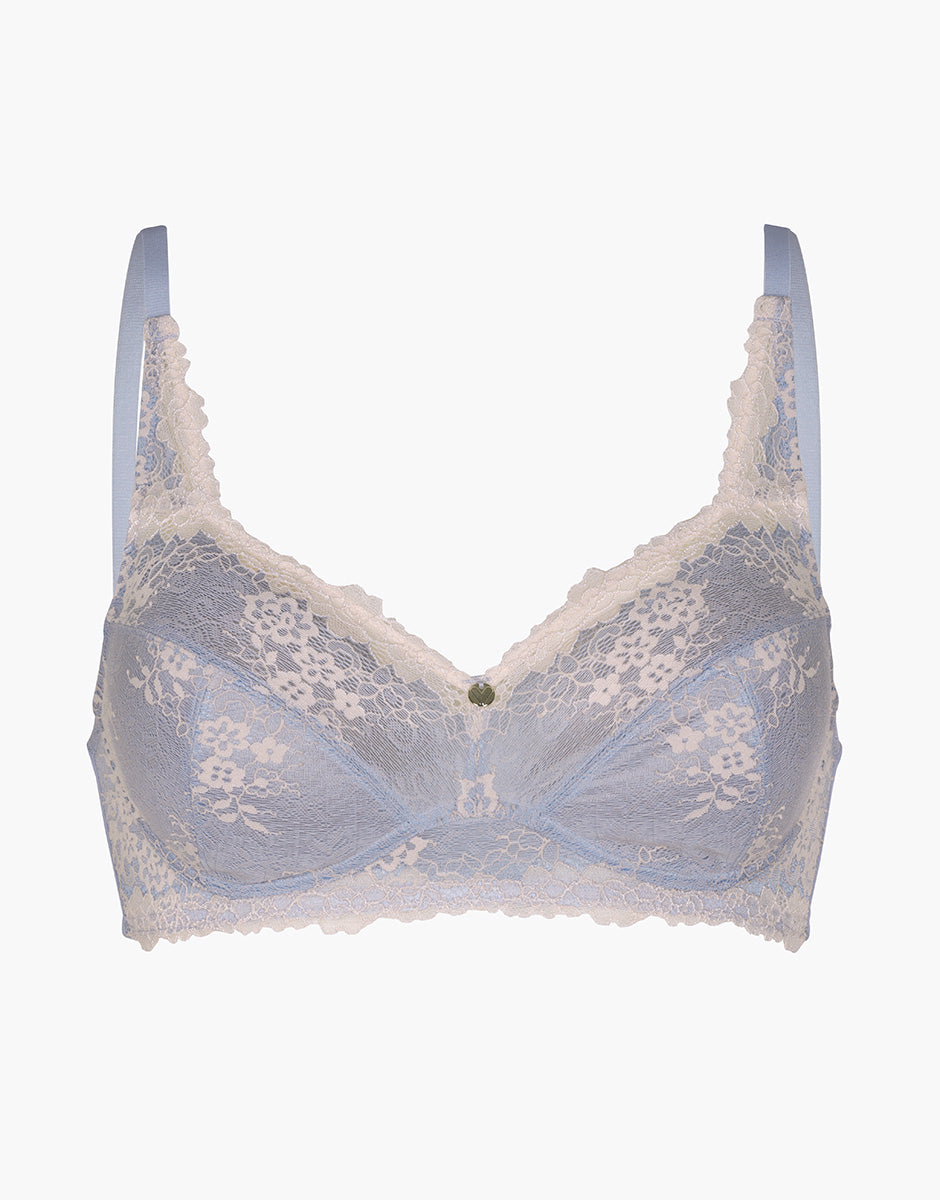 Lovable Garden Flowers Lace Density Lace reggiseno azzurro senza ferretto