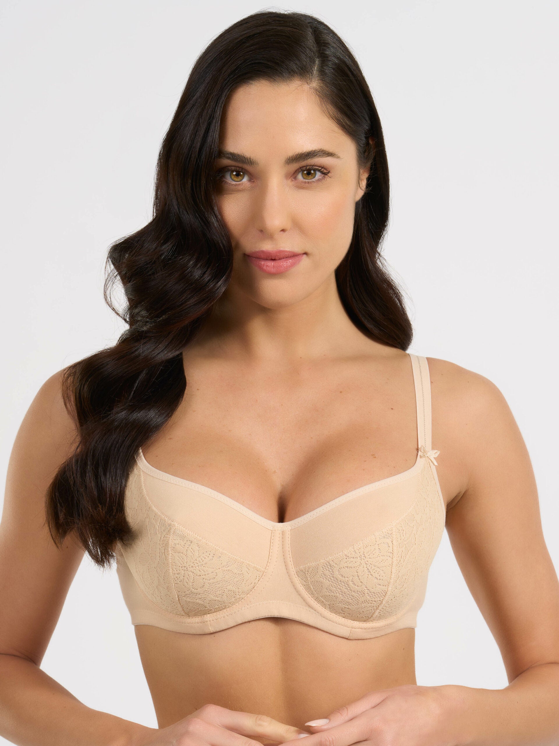 SPIMAN Cotton Reggiseno Balconcino con Ferretto cotone e pizzo