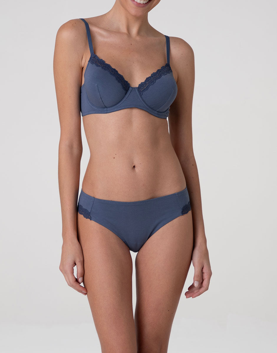 Lovable Invisible Cotton Trendy Modal reggiseno con ferretto blu polvere cotone modal