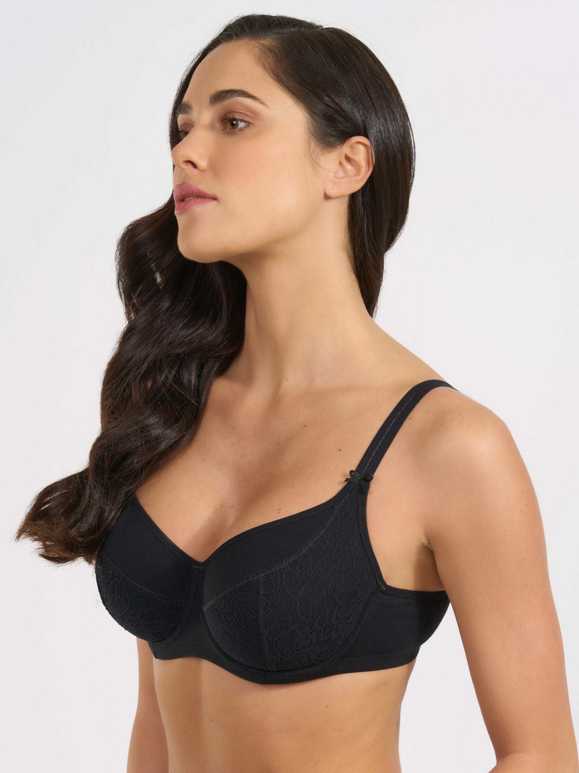 SPIMAN Cotton Reggiseno Balconcino con Ferretto cotone e pizzo