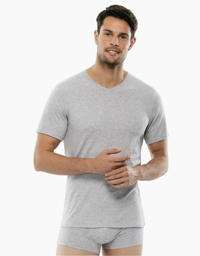 Lovable Basic Soul 100% Pure Cotton T-shirt grigio melange scollo a V