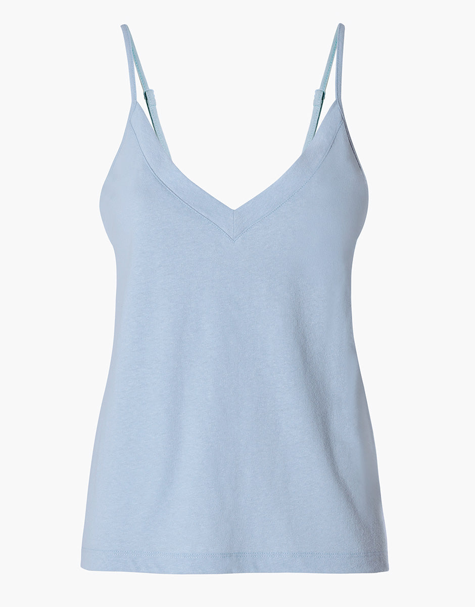 Lovable Basic Soul top con scollo a V azzurro cotone e lino