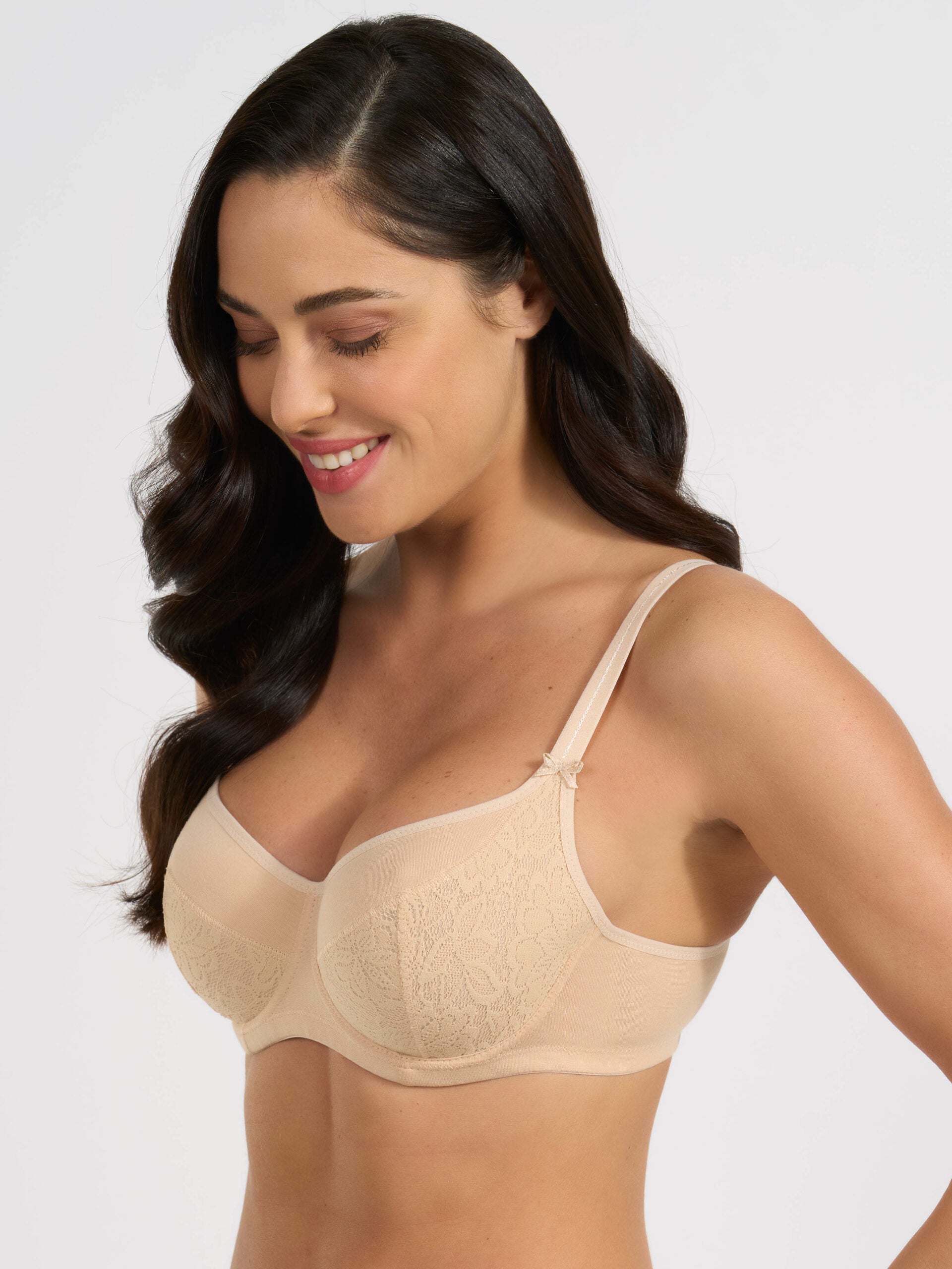 SPIMAN Cotton Reggiseno Balconcino con Ferretto cotone e pizzo