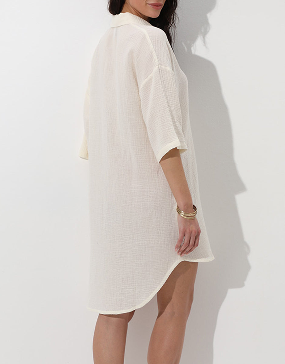 Lovable Basic Soul abito camicia mare bianco seta in cotone