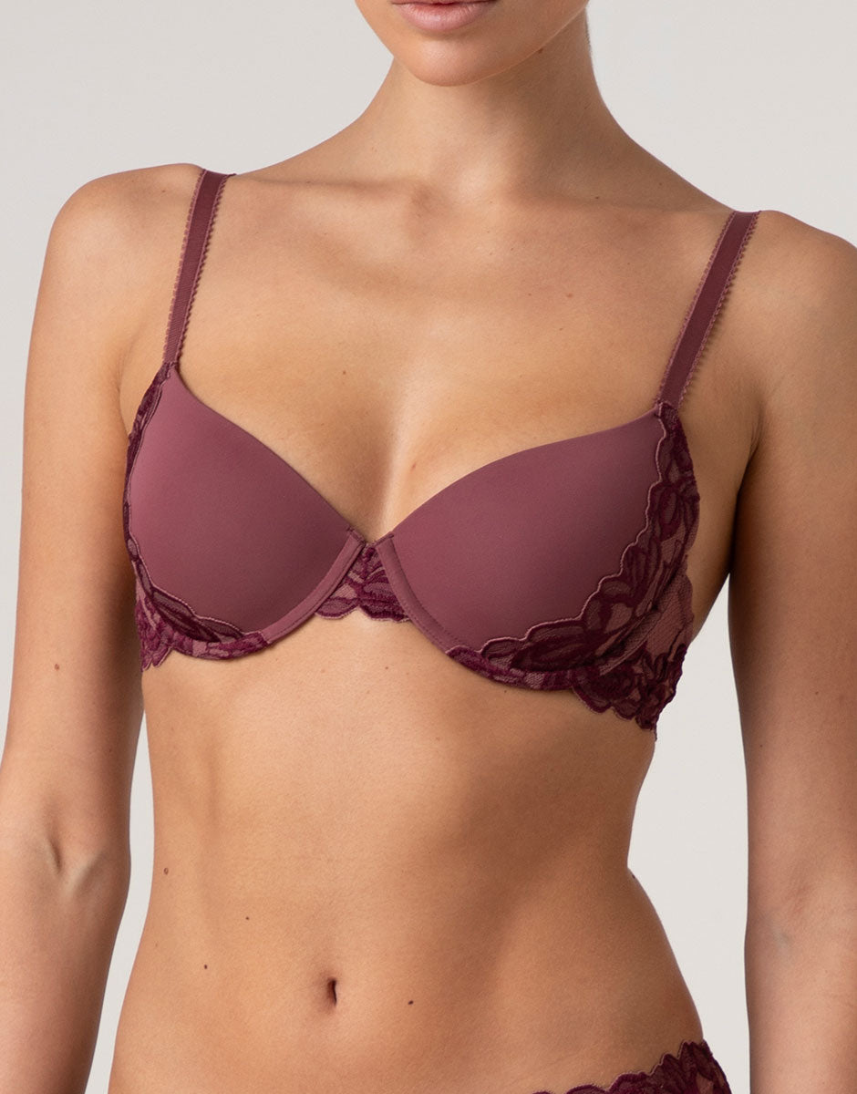 Lovable Garden Flowers Lace Elegant Muse reggiseno rosso amaranto 3B imbottito