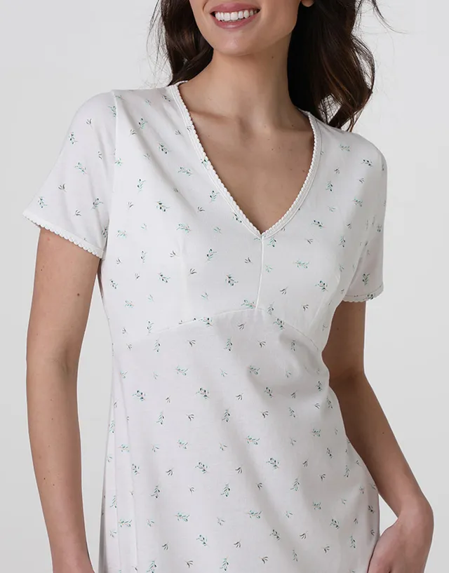 Lovable Basic Soul camicia da notte manica corta bianco latte stampato