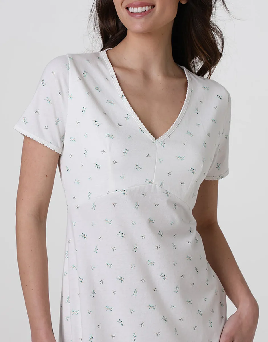 Lovable Basic Soul camicia da notte manica corta bianco latte stampato