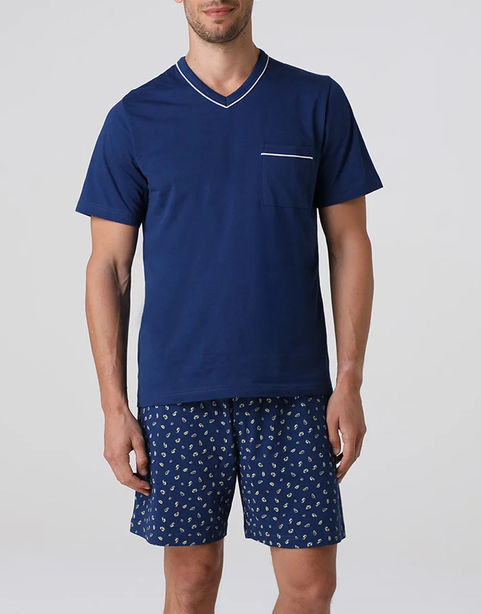 Lovable Basic Soul pigiama corto uomo in jersey blu notte