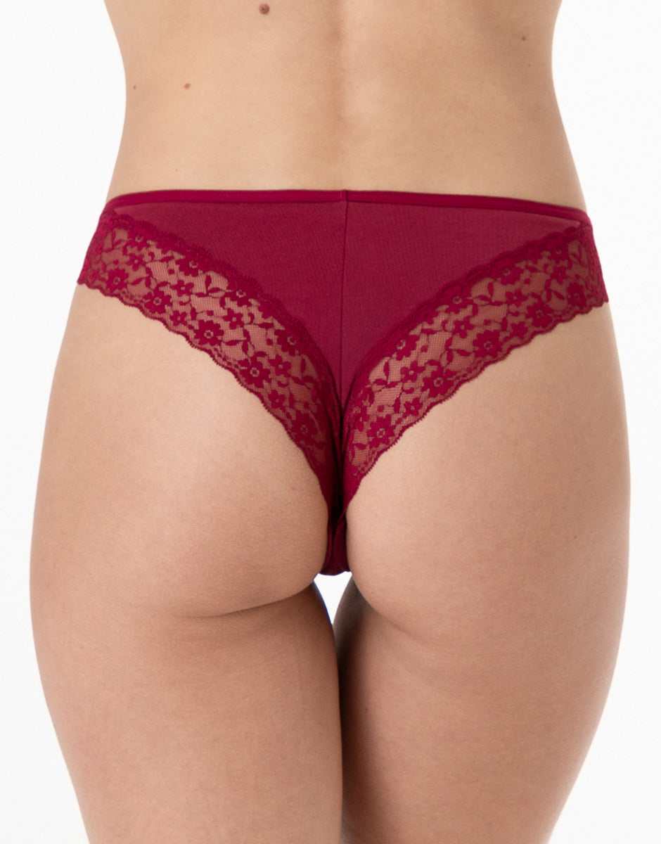 Lovable So Lacy Panties Table Panties brasiliano rosso scuro pizzo