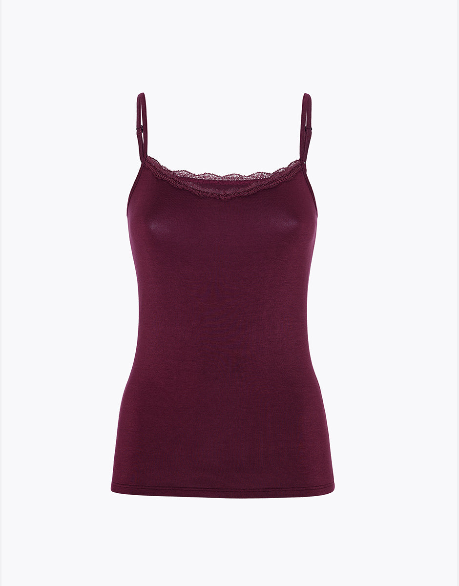 Lovable Basic Soul top vinaccia in viscosa con pizzo