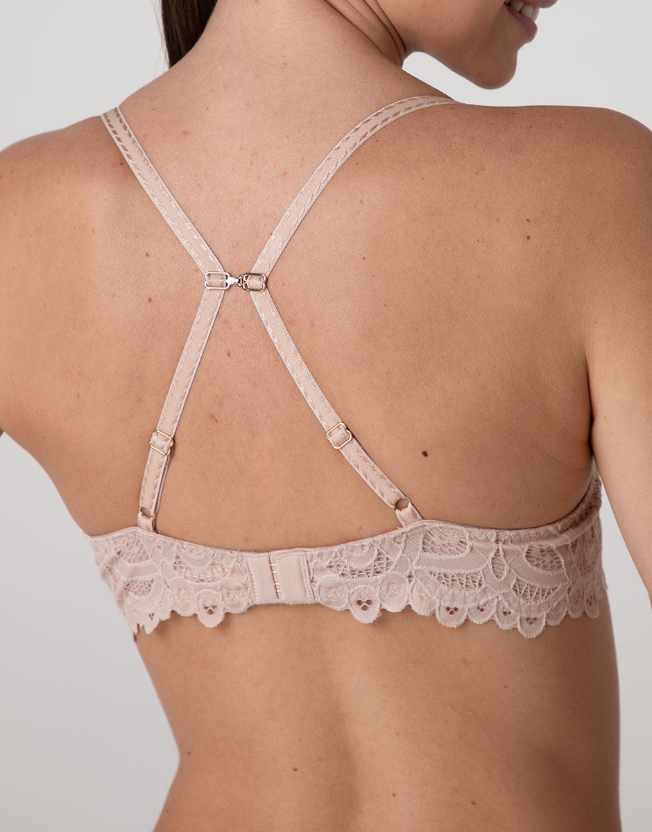 Lovable Garden Flowers Lace Reggiseno Push Up con Ferretto cappuccino