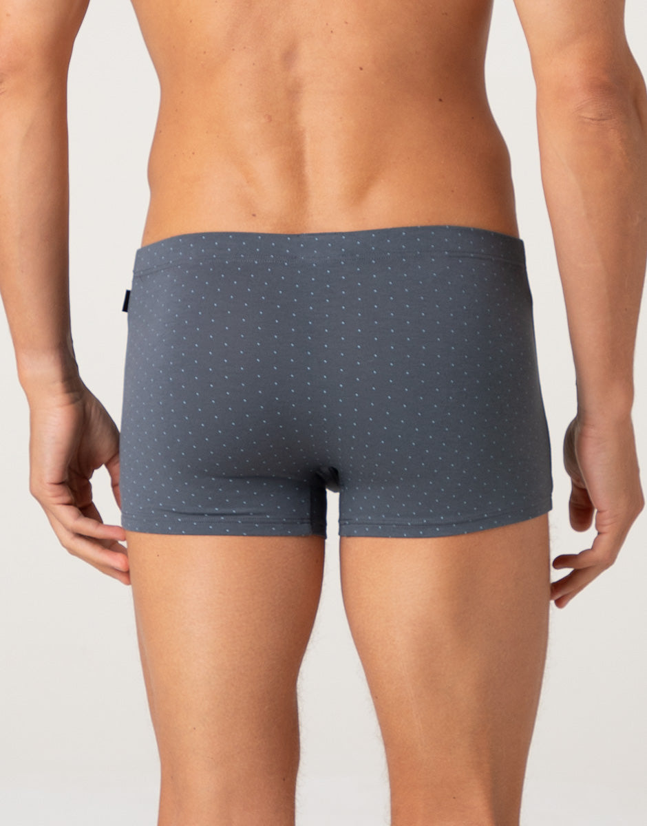 Lovable Value Elegance Printed Cotton Modal boxer uomo antracite pois azzurri