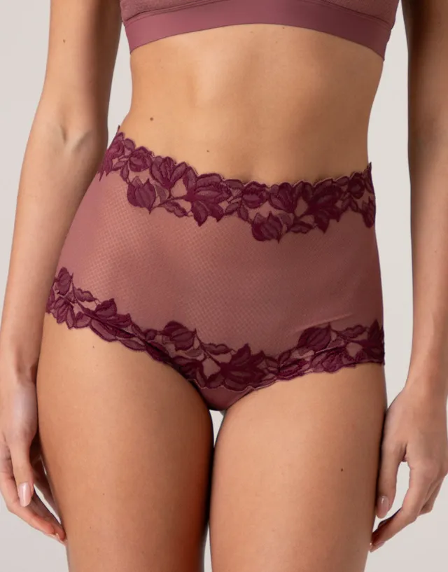 Lovable So Lacy Panties Slip Alto Elegant Muse rosso amaranto e vinaccia 2/S pizzo