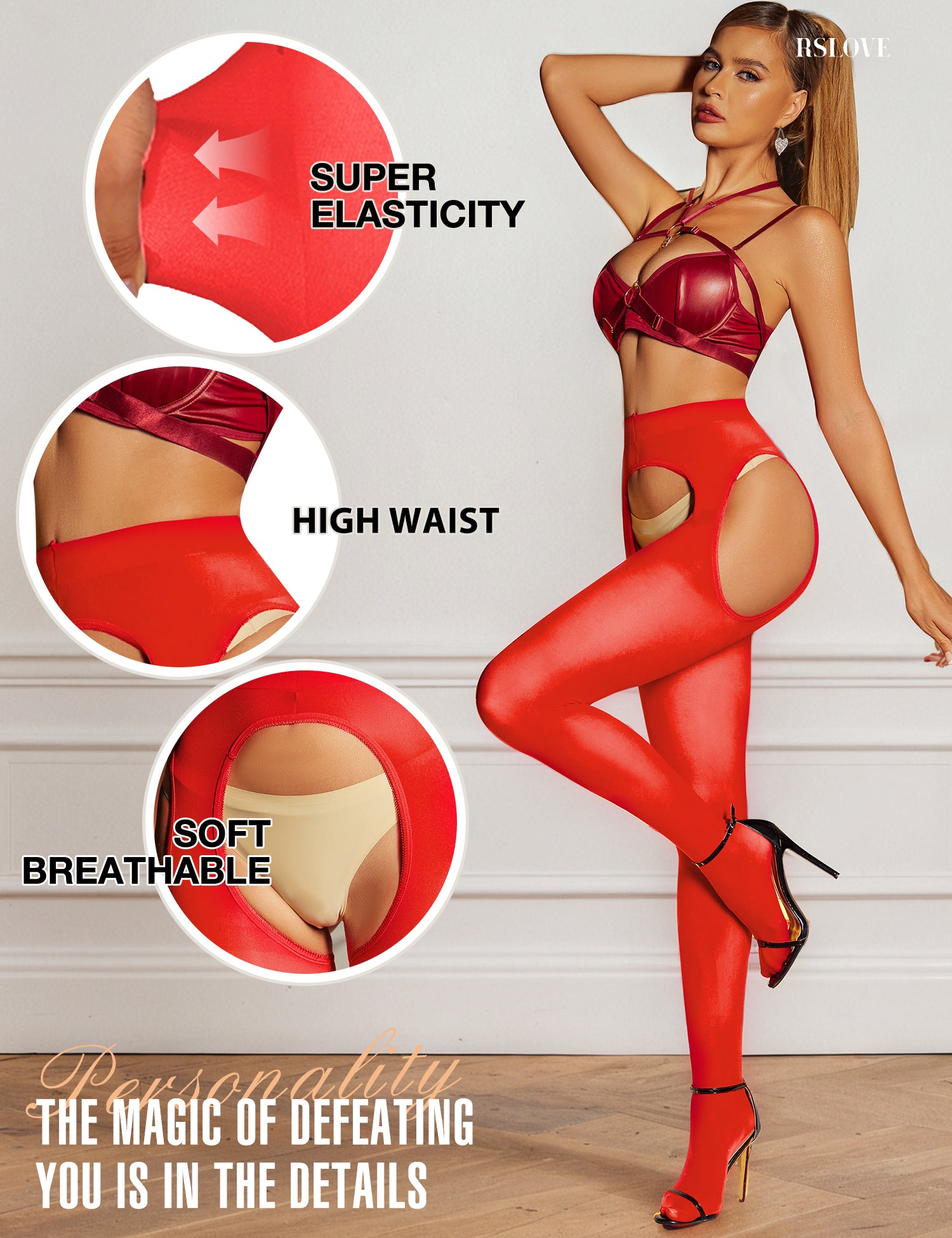 RSLOVE Tights collant reggicalze vita alta taglia unica, 80 denari