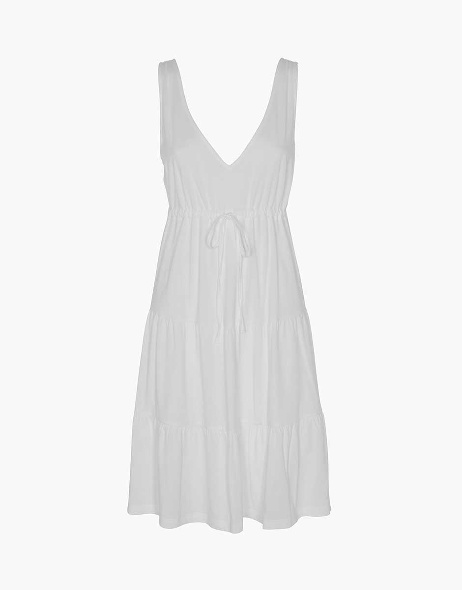 Lovable Basic Soul Abito jersey di cotone bianco seta con coulisse
