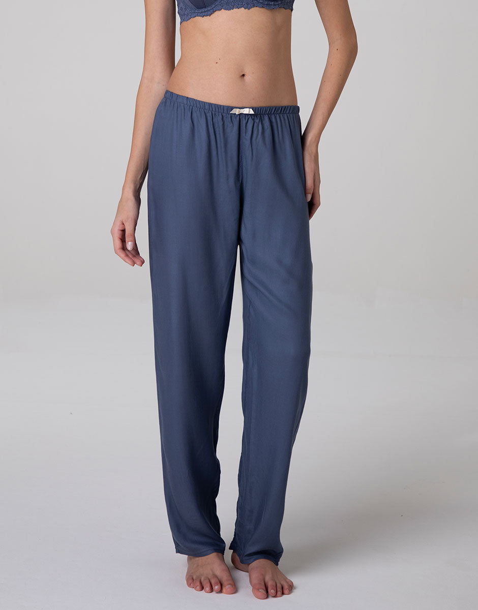 Lovable Basic Soul pantaloni lunghi in twill di viscosa blu polvere