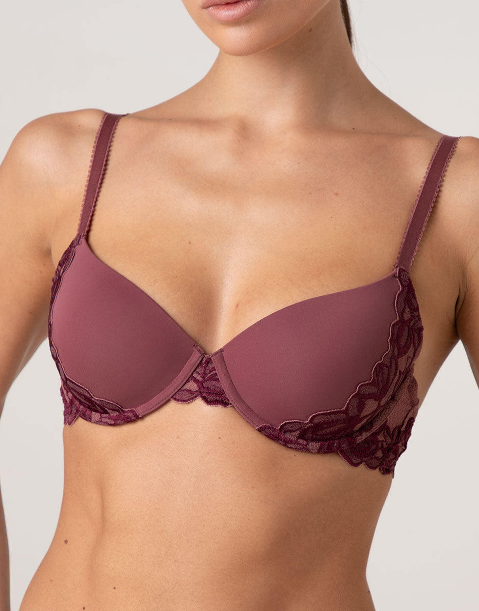 Lovable Garden Flowers Lace Elegant Muse reggiseno rosso amaranto 3B imbottito