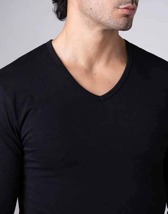 Lovable Basic Soul Maglia Manica Lunga scollo a V Cool Sensation nero cotone stretch