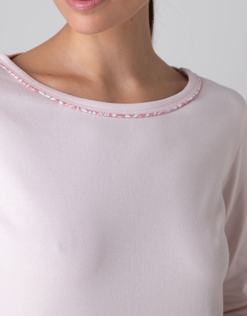 Lovable Basic Soul pigiama lungo girocollo rosa cipria interlock