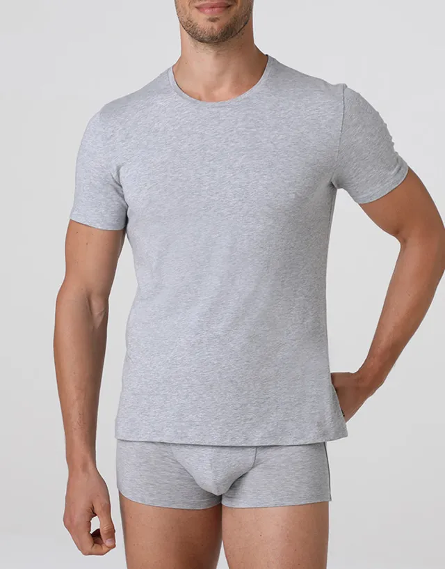 Lovable Basic Soul L6016 T-shirt girocollo in cotone grigio melange