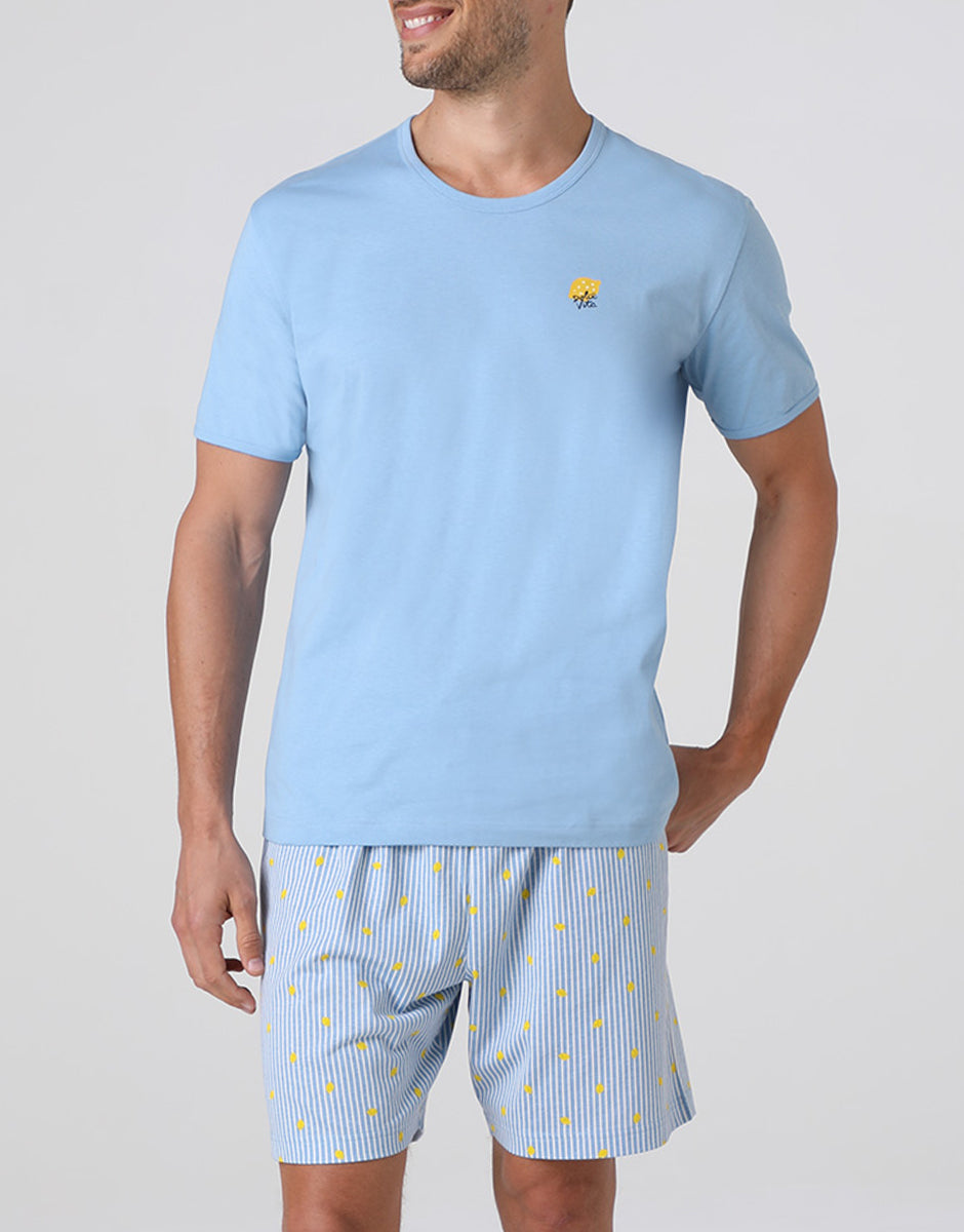 Lovable Basic Soul Pigiama Corto Girocollo pigiama azzurro jersey cotone