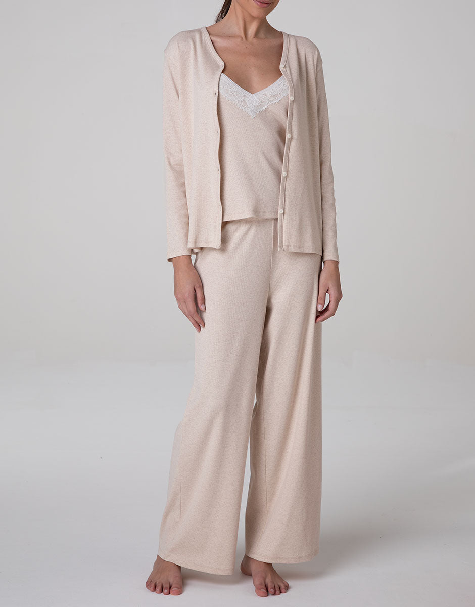 Lovable Basic Soul top con spalline beige melange pizzo