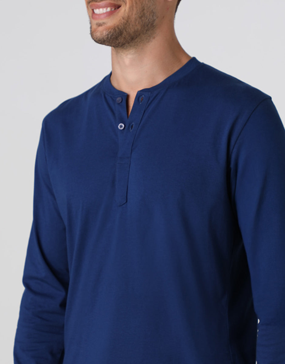 Lovable Basic Soul pigiama lungo Serafino blu notte 3/S jersey cotone
