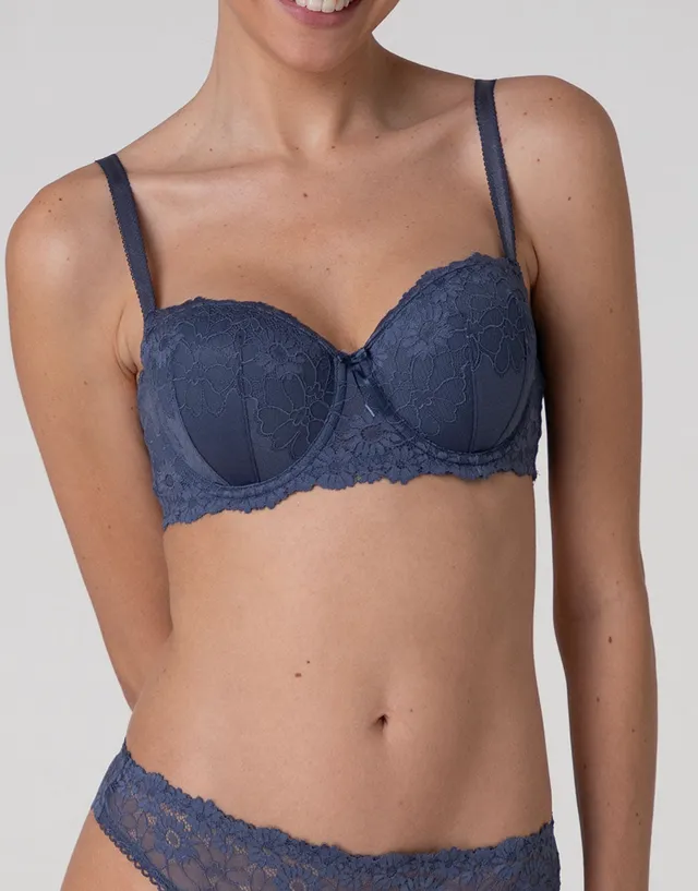 Lovable Garden Flowers Lace reggiseno balconcino imbottito blu polvere