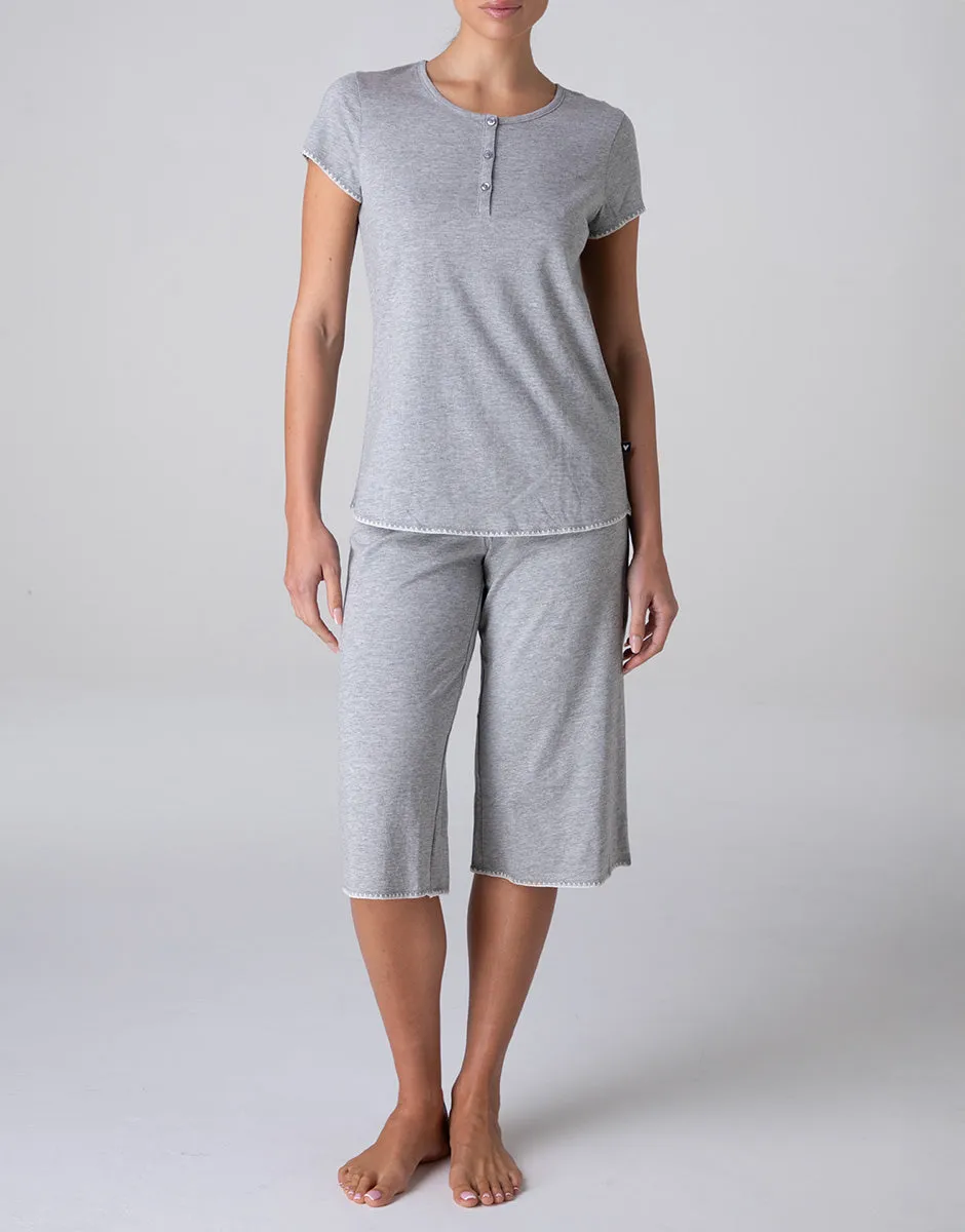 Lovable Basic Soul pigiama capri donna in jersey grigio melange cotone