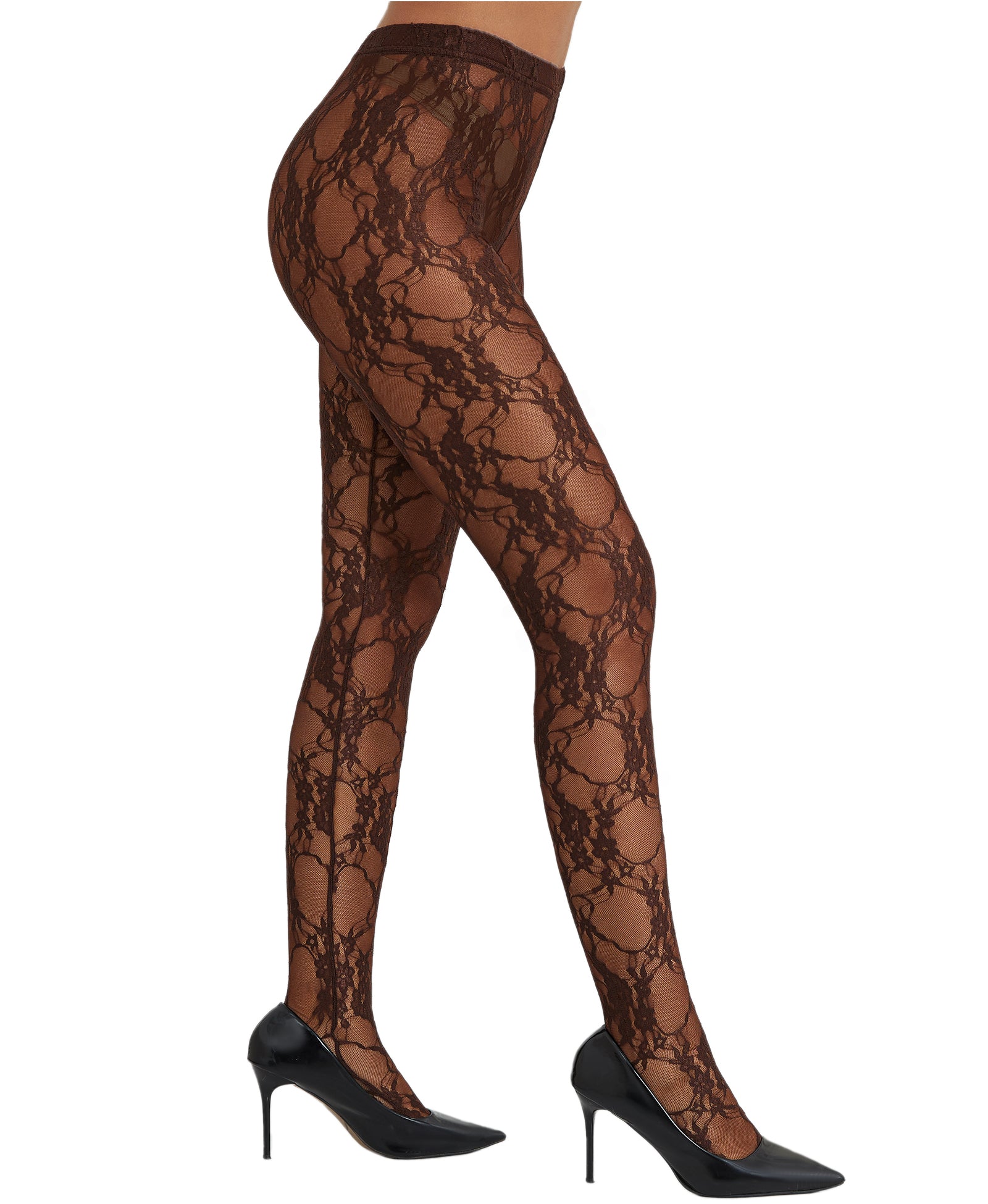 RSLOVE Patterned tights Floral Lace collant neri a vita alta