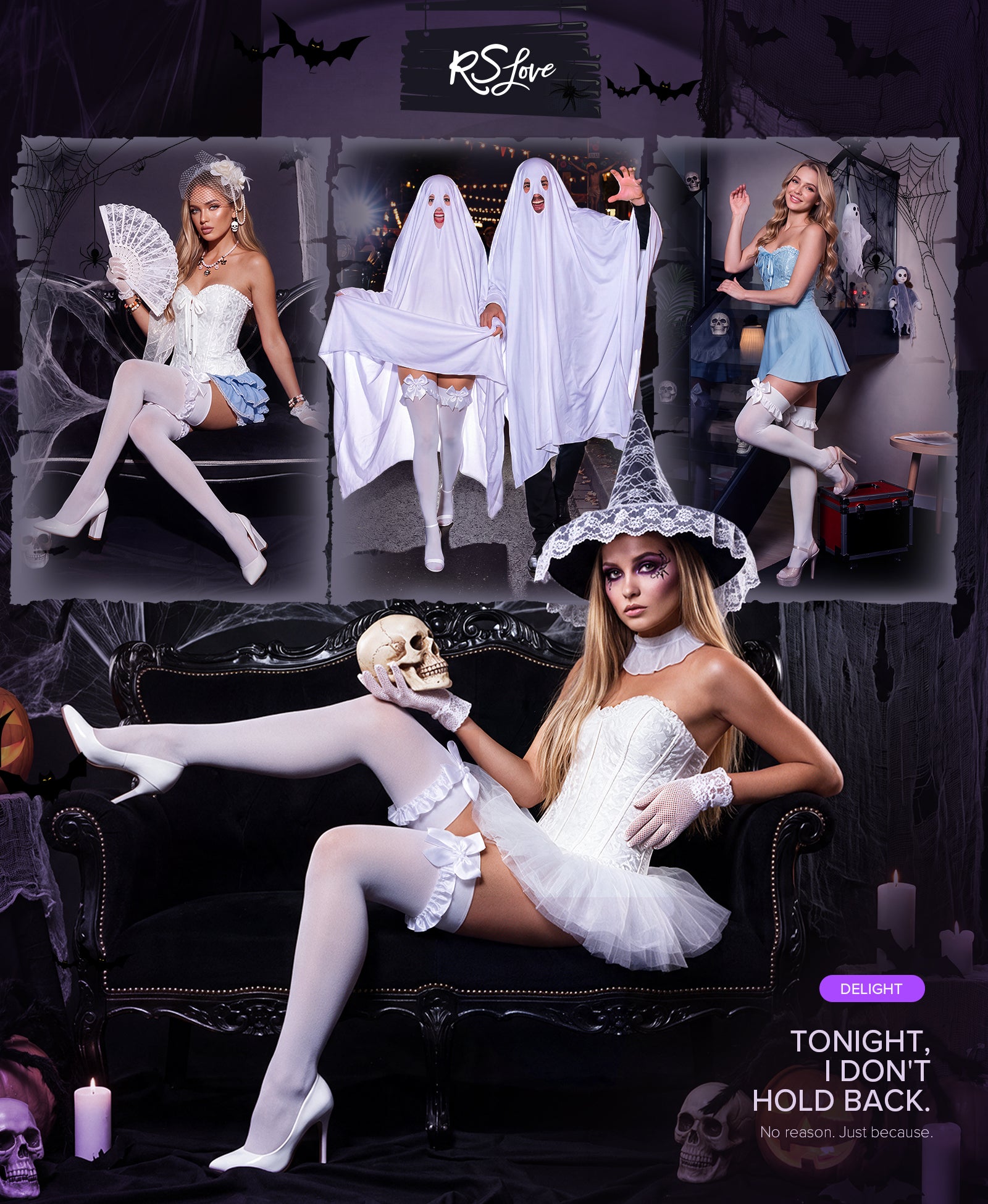 RSLOVE Thigh High Bow Ruffle Trim Opaque Thigh High Stockings calze bianche con fiocco nero taglia unica