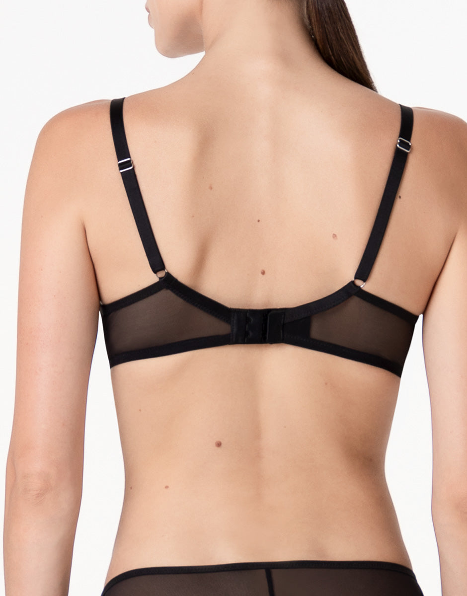 Lovable Garden Flowers Lace Velvet Embroidery reggiseno con ferretto nero in tulle e velluto