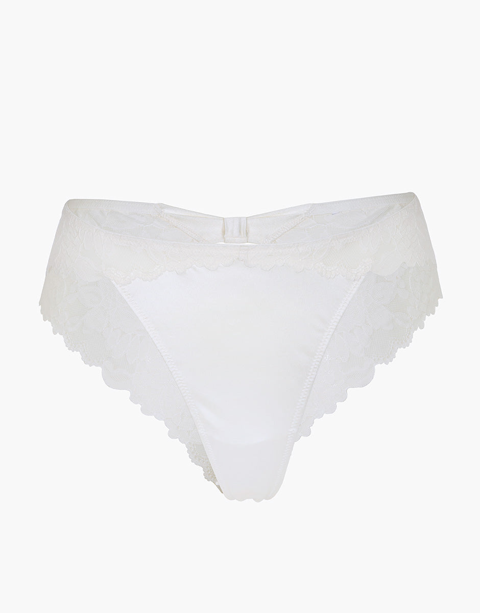 Lovable So Lacy Panties Brasiliano Beautiful Lace pizzo e microfibra satinata bianco latte