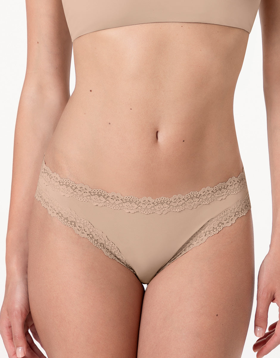 Lovable So Lacy Panties Lacy Micro slip nudo chiaro in microfibra