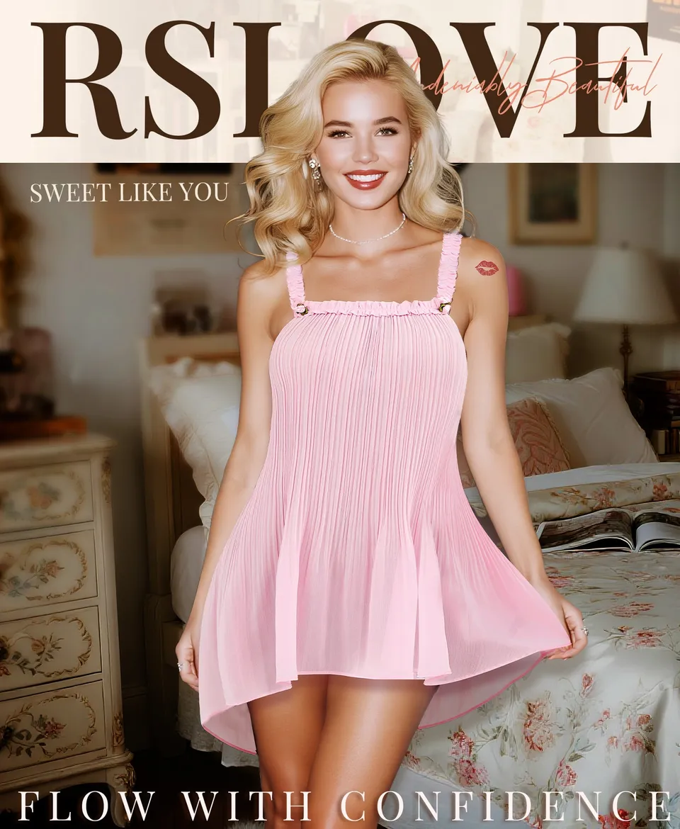 RSLOVE Babydoll chemise in chiffon con orlo volant
