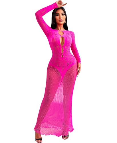 RSLOVE Babydoll vestaglia lunga nero taglia unica in pizzo