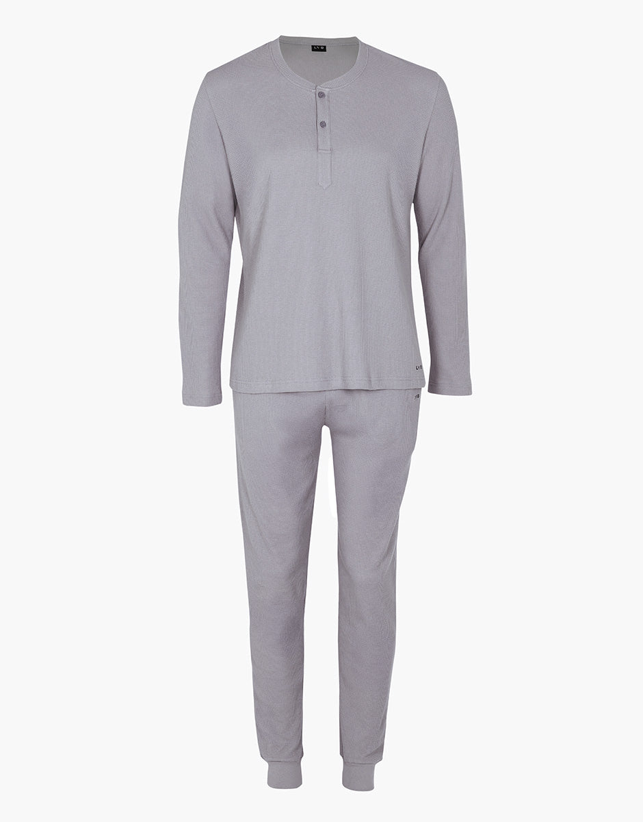 Lovable Basic Soul pigiama lungo serafino waffle grigio XXL
