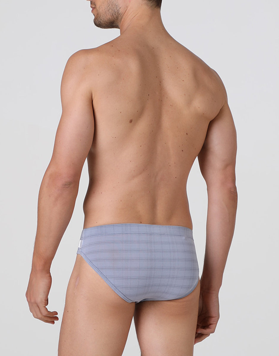 Lovable Value Elegance Slip uomo in micromodal grigio chiaro a quadri