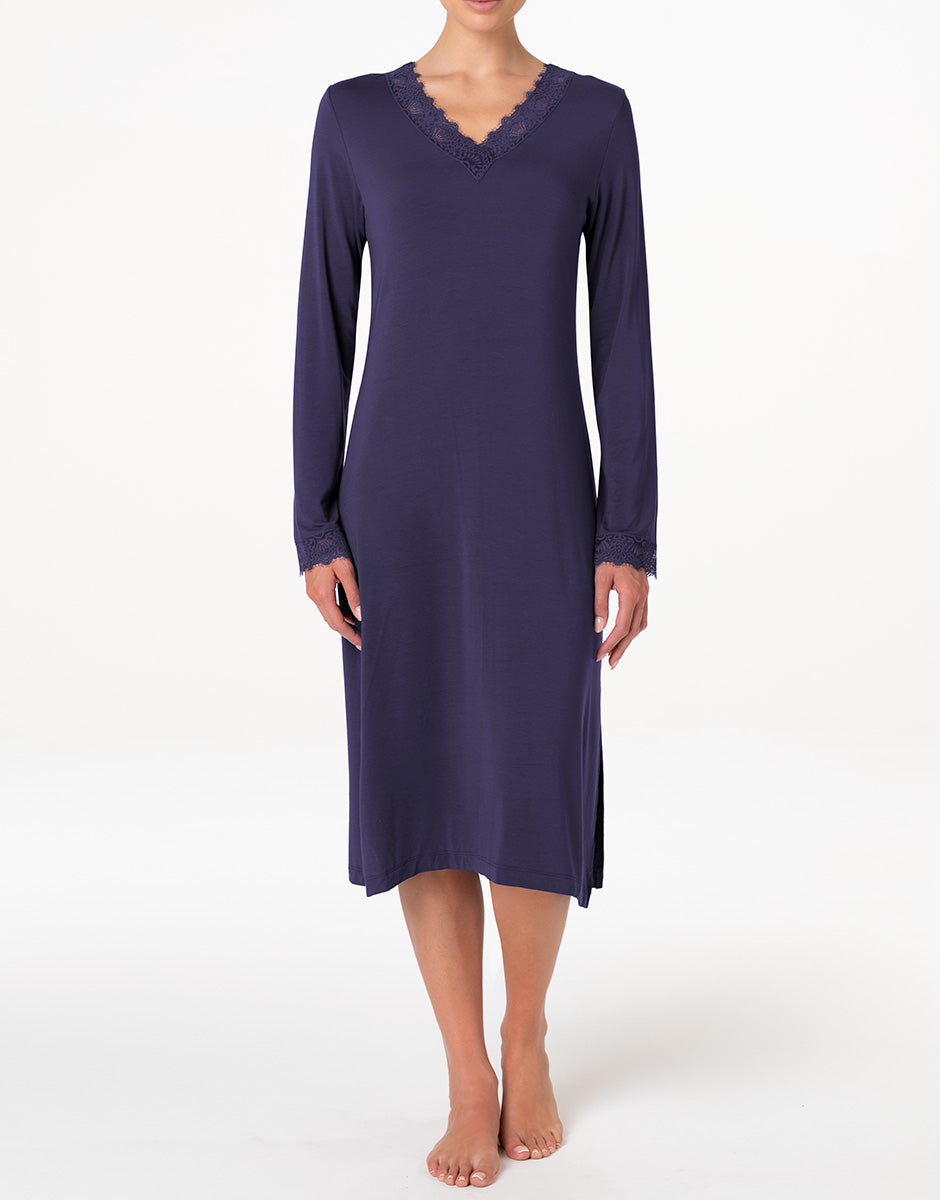 Lovable Basic Soul Elegant Modal camicia da notte blu notte in modal elasticizzato