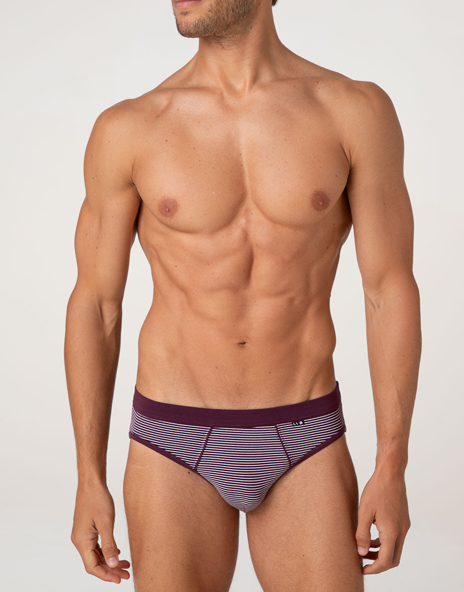 Lovable Lovely Casual Stretch Cotton slip uomo righe vinaccia e avorio