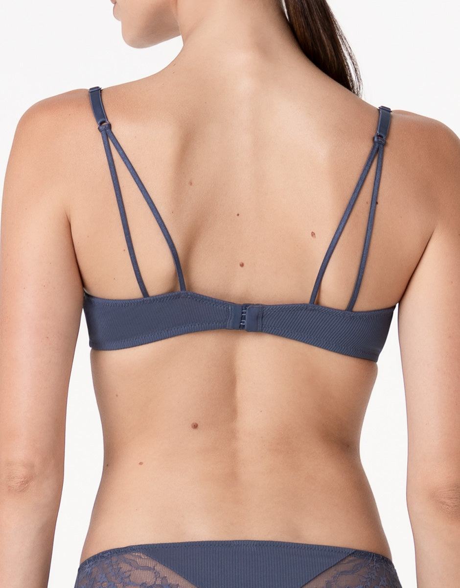 Lovable Garden Flowers Lace Casual Rib Lace reggiseno con ferretto blu polvere 3C