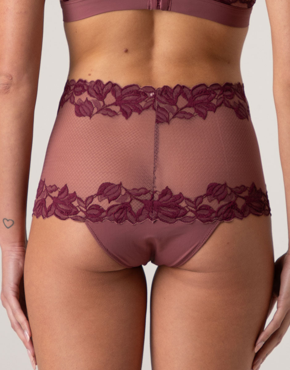 Lovable So Lacy Panties Slip Alto Elegant Muse rosso amaranto e vinaccia 2/S pizzo