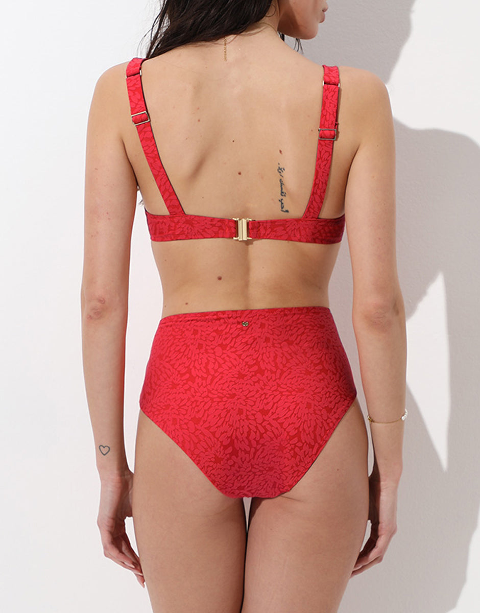 Lovable Glam Shiny Micro Festival Jacquard slip costume vita alta rosso ibisco