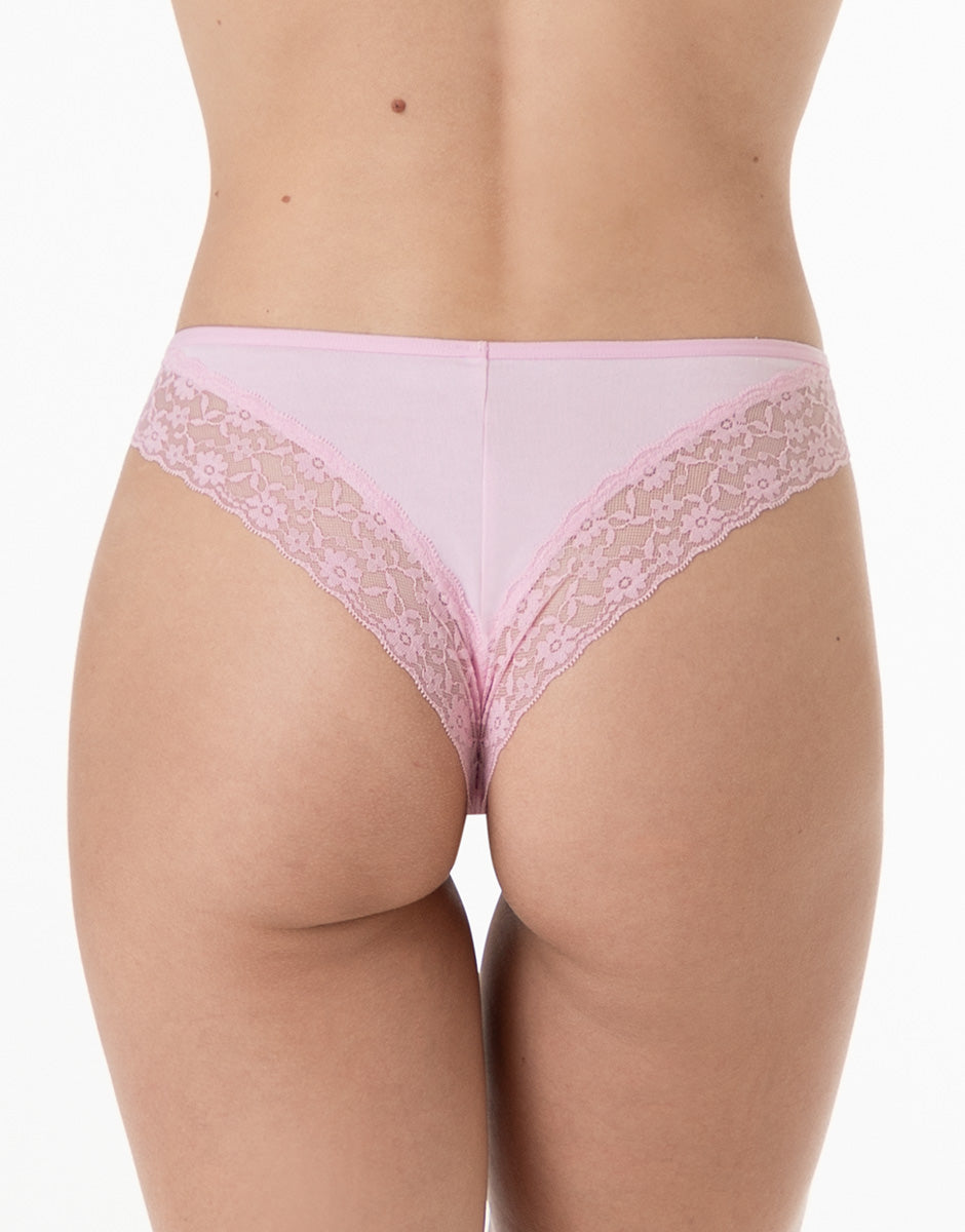 Lovable So Lacy Panties Table Panties brasiliano rosa confetto in cotone e pizzo